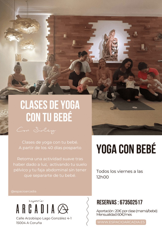Clase de yoga con tu bebe en Espacio Arcadia