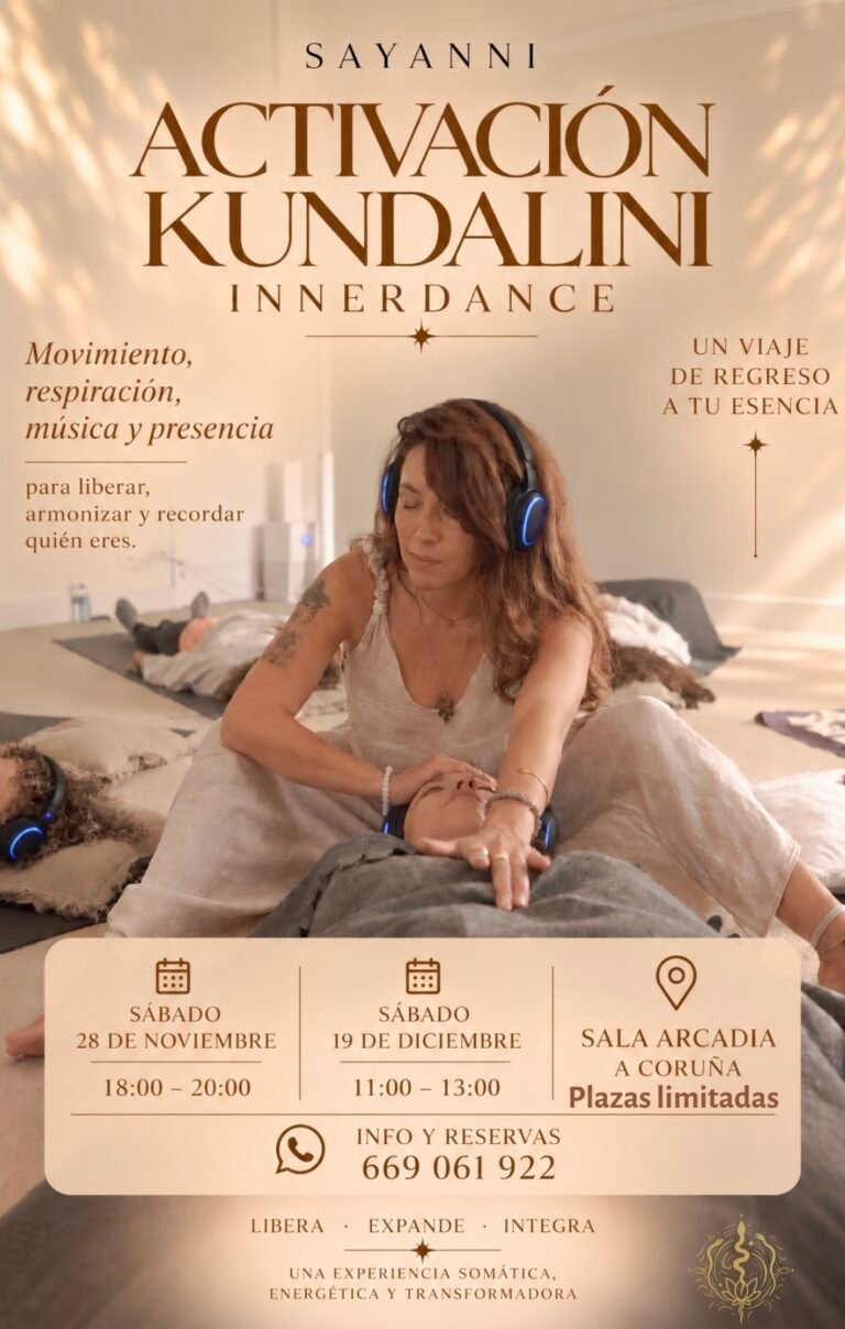 Cartel de Activación Kundalini Innerdance con Sayanni en Espacio Arcadia, A Coruña